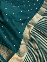 Rama Green Chiniya Silk Banarasi Saree