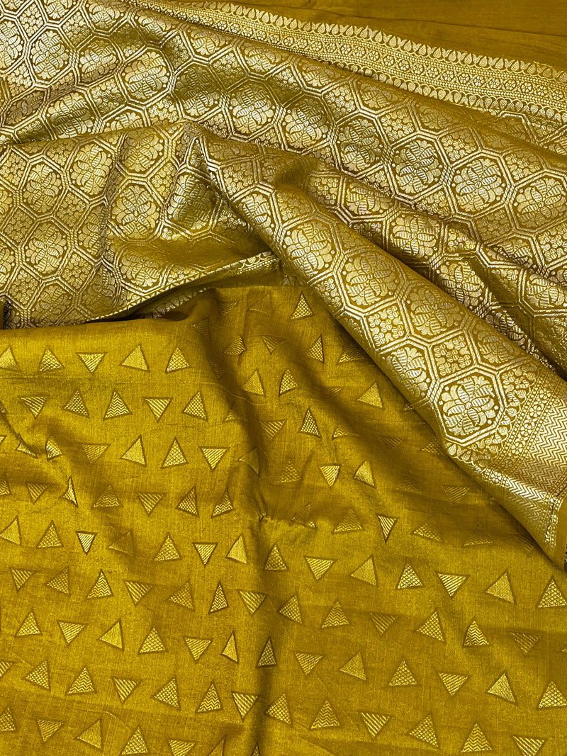 Mustard Pure Silk Saree