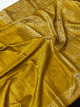 Mustard Pure Silk Saree