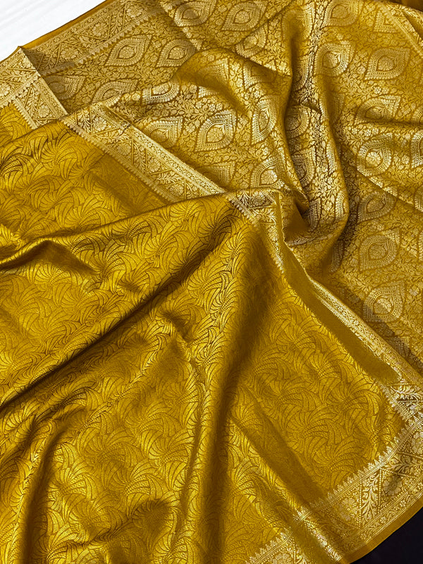 Mustard Pure Silk Saree