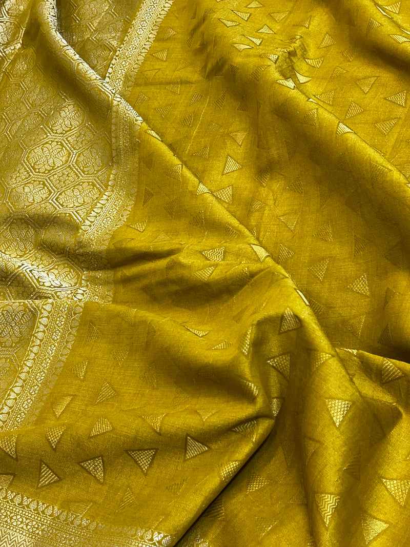Mustard Munga Silk Saree