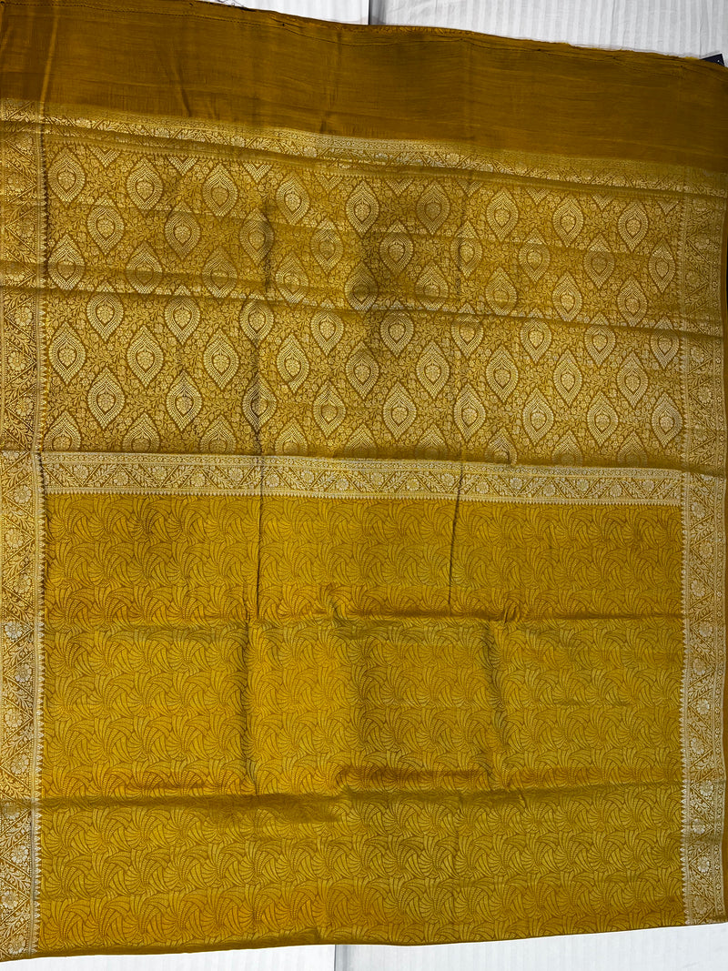Mustard Munga Silk Saree