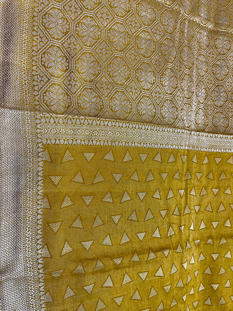 Mustard Munga Silk Saree