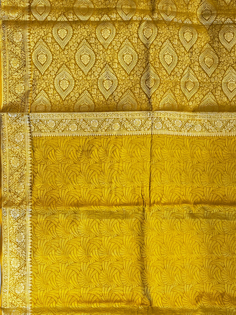 Mustard Munga Silk Saree