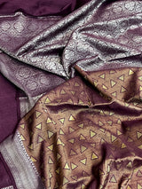 Plum Color Munga Silk Saree