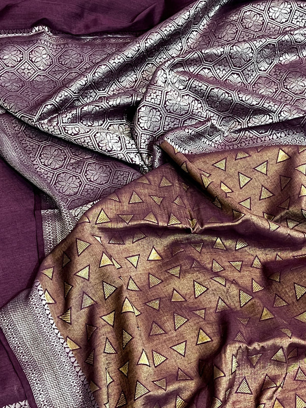 Plum Color Munga Silk Saree