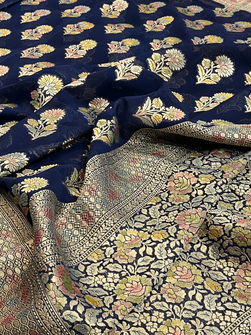 Khaddi Georgett Banarasi Saree