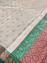 Light Cream Semi Silk Banarasi Saree
