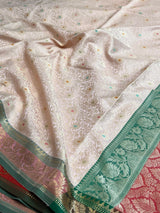 Light Cream Semi Silk Banarasi Saree