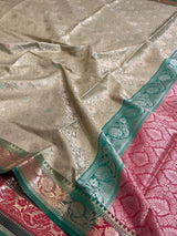 Olive Semi Silk Banarasi Saree