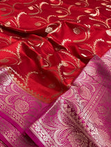 Red Chiniya Silk Banarasi Saree
