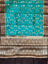 Rama Green Chiniya Silk Banarasi Saree