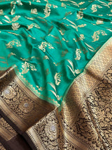 Rama Green Chiniya Silk Banarasi Saree
