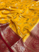 Mustard Chiniya Silk Banarasi Saree