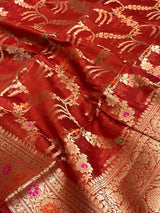 Red Cotton Silk Banarasi Saree