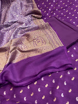 Banarasi Purple Handwoven Munga Silk Dress Material