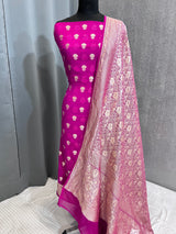 Banarasi Rani PInk Khaddi Georgette Silk  Dress Material