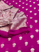 Banarasi Rani PInk Khaddi Georgette Silk  Dress Material