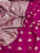 Banarasi Rani PInk Khaddi Georgette Silk  Dress Material