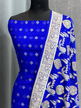Banarasi Royal Blue Khaddi Georgette Silk Dress Material