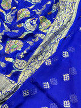 Banarasi Royal Blue Khaddi Georgette Silk Dress Material
