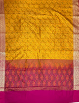 Mustard Semi Silk Banarasi Saree
