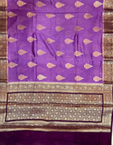 Bright Purple Cotton Silk Banarasi Saree
