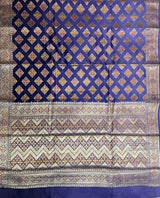 Navy Blue Cotton Silk Banarasi Saree