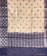 Pastel Yellow Cotton Silk Banarasi Saree