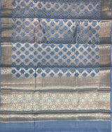Cornflower Blue Cotton Silk Banarasi Saree