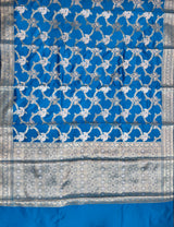 Bright Blue Semi Silk Banarasi Saree