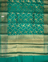 Rama Green Chiniya Silk Banarasi Saree