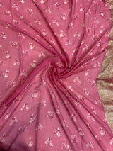 dusty pink pure Banarasi Khaddi Georgette saree