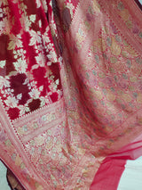 Red Khaddi Georgett Banarasi Saree