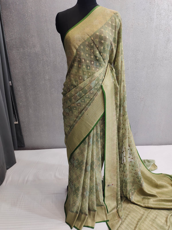 Khaddi Georgett Banarasi Saree