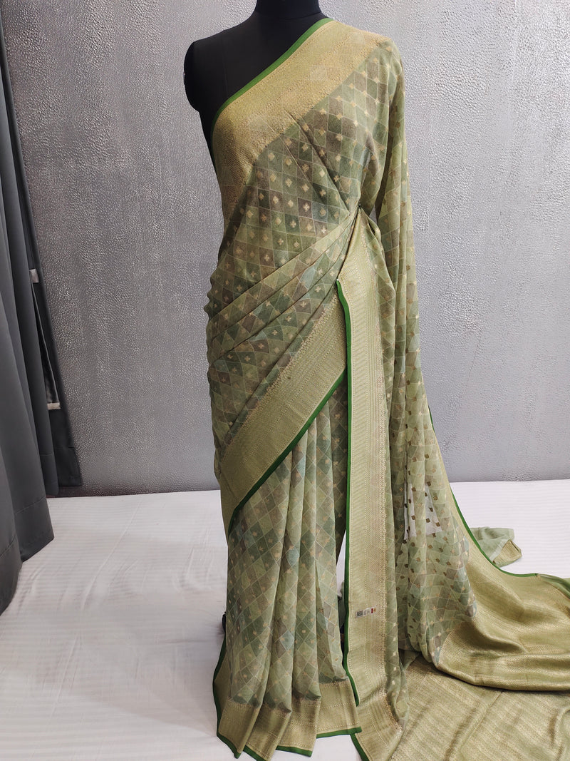 Khaddi Georgett Banarasi Saree