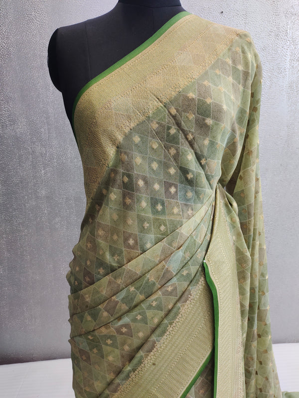 Khaddi Georgett Banarasi Saree
