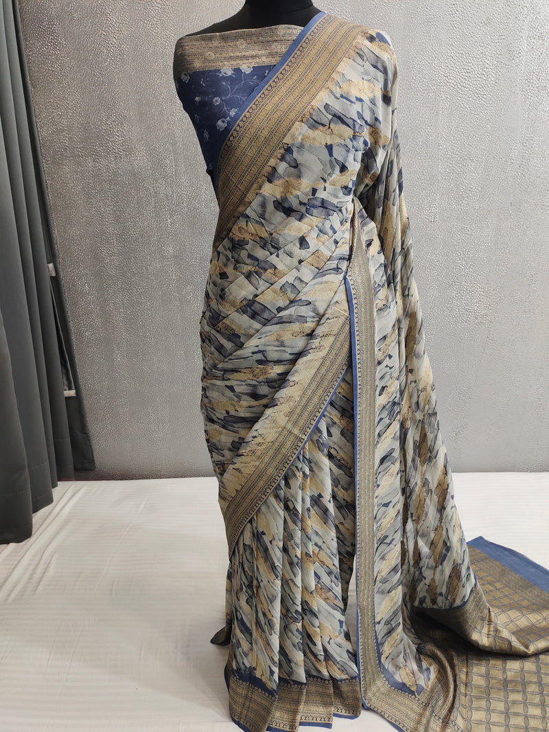 Khaddi Georgett Banarasi Saree