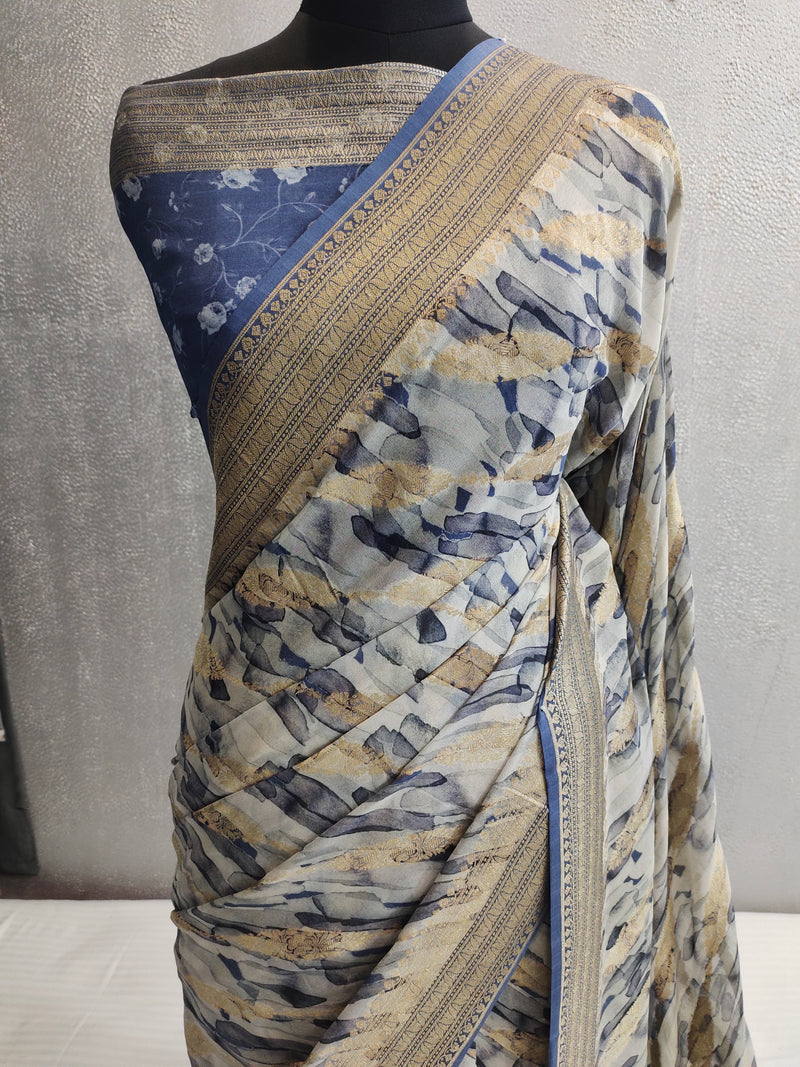 Khaddi Georgett Banarasi Saree