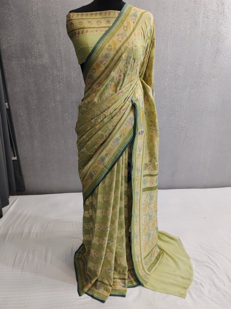 Khaddi Georgett Banarasi Saree