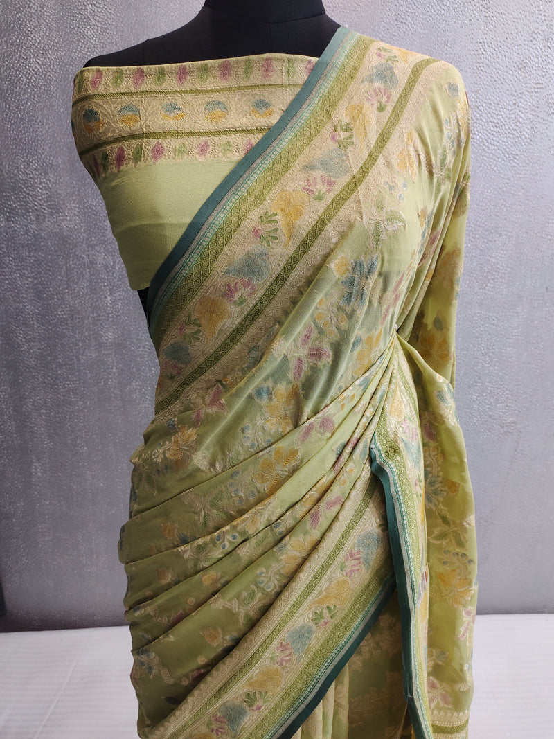 Khaddi Georgett Banarasi Saree