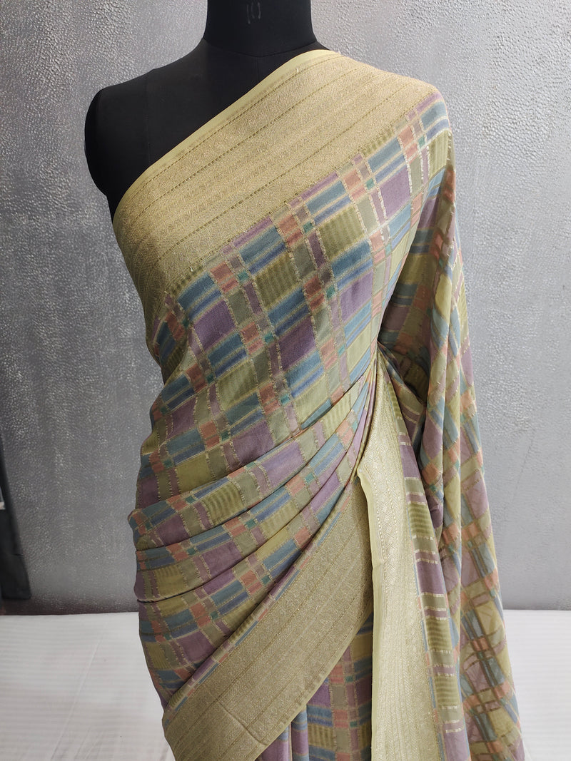 Khaddi Georgett Banarasi Saree