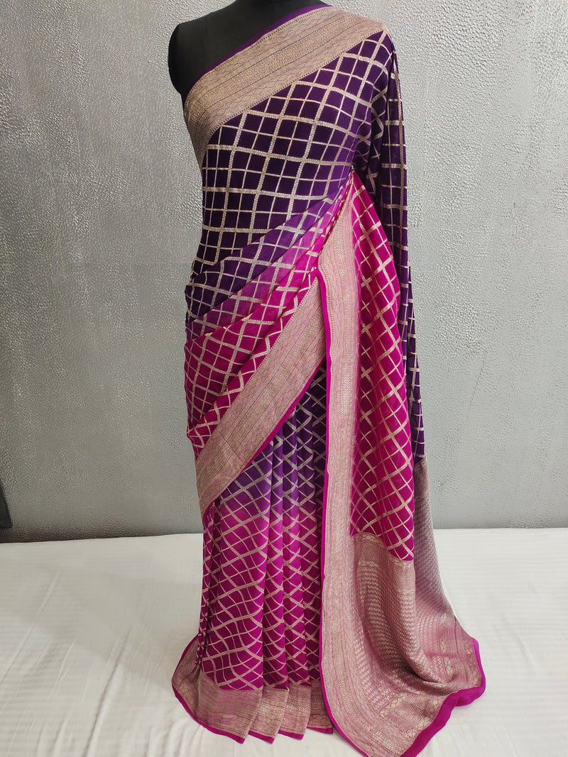 Khaddi Georgett Banarasi Saree