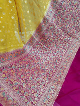Khaddi Georgett Yellow Banarasi Saree