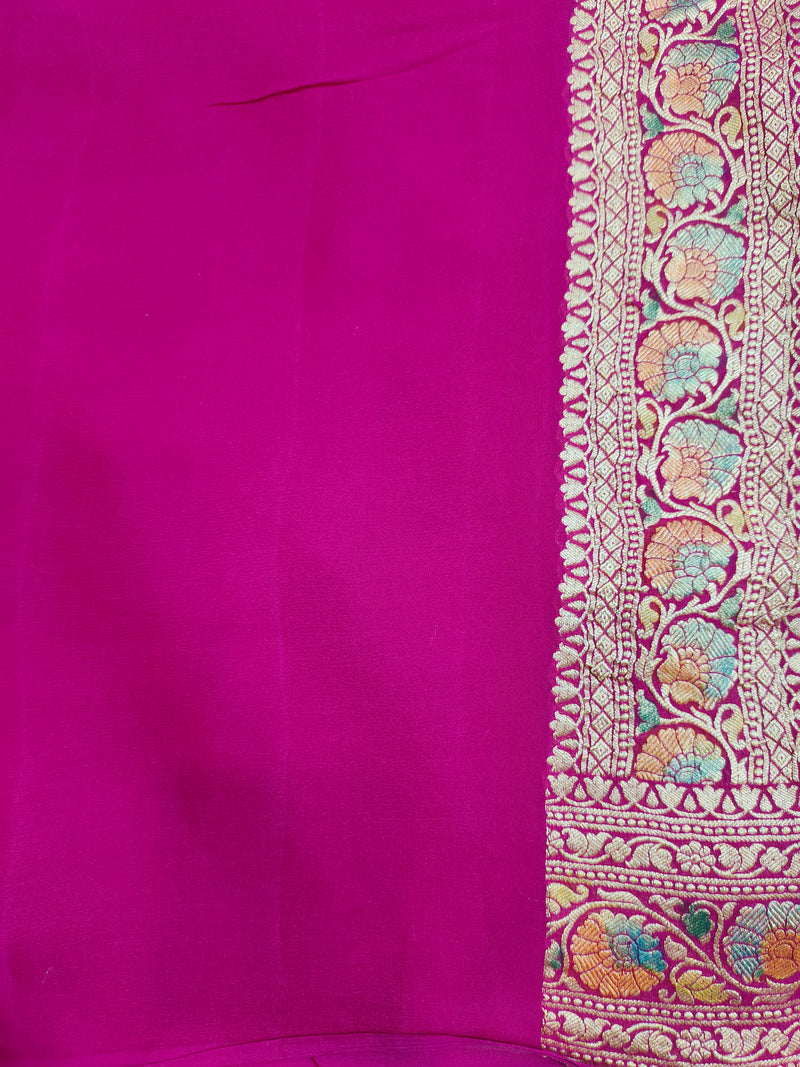 Khaddi Georgett Yellow Banarasi Saree