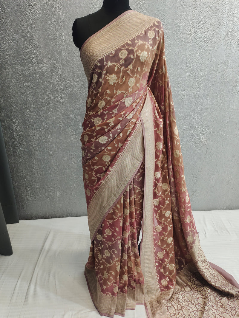 Khaddi Georgett Banarasi Saree