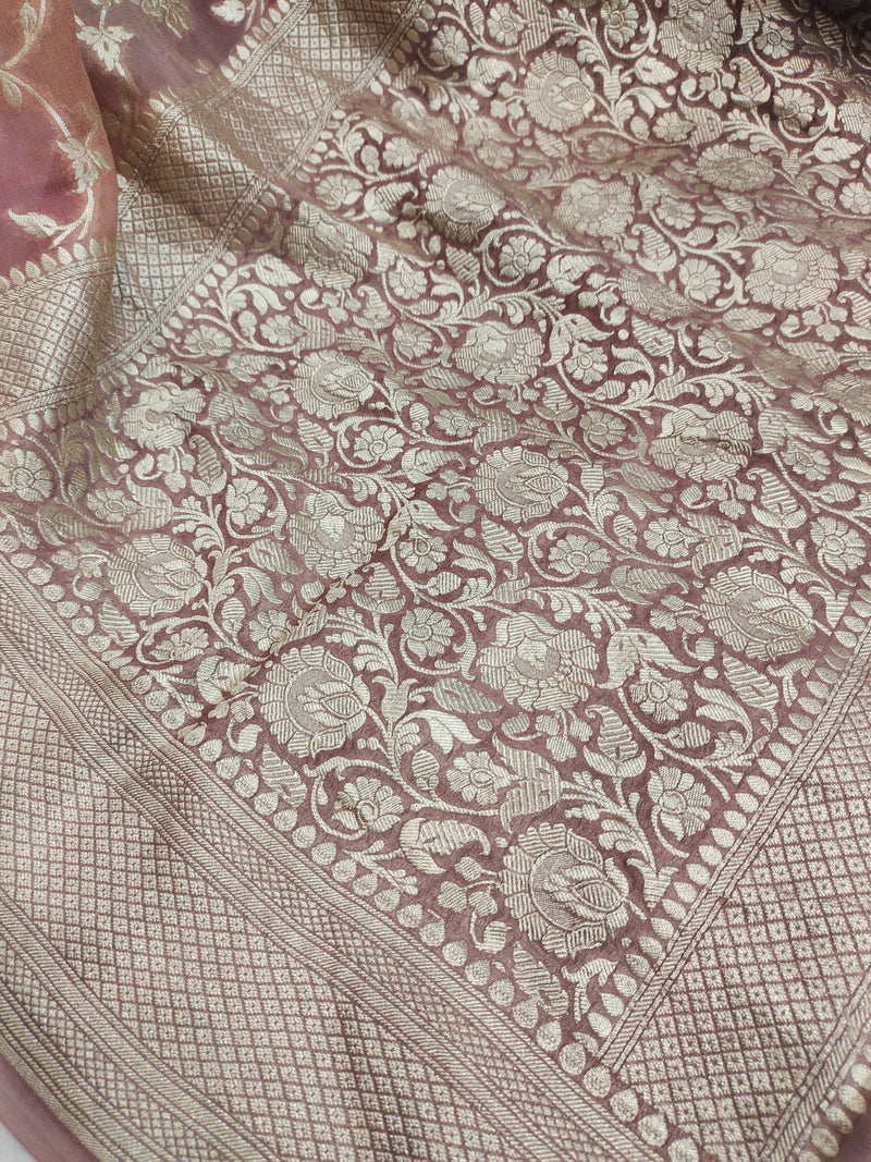 Khaddi Georgett Banarasi Saree