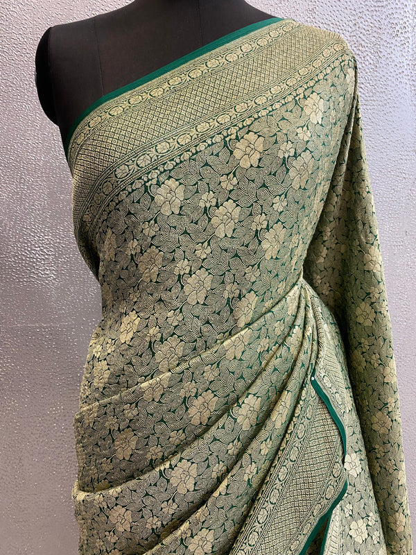 Khaddi Georgett Brocade Banarasi Saree