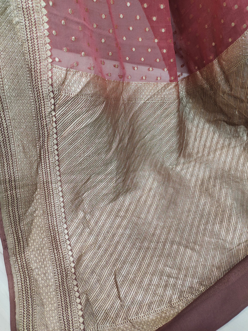 Dusty Pink Premium Banarasi Khaddi Georgette Saree