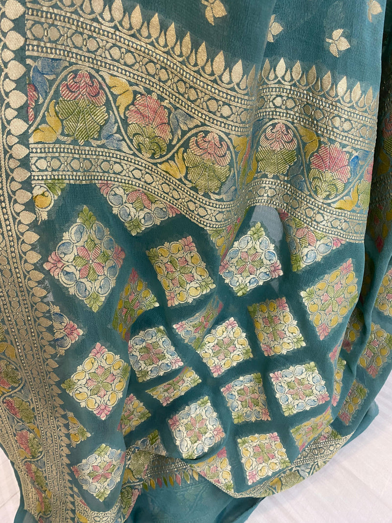 Khaddi Georgett Banarasi Saree